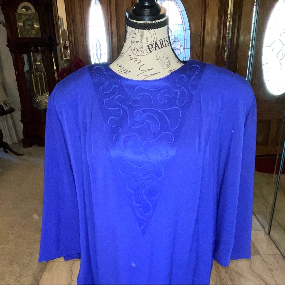 DAYMOR COUTURE VINTAGE ROYAL BLUE BATWING DRESS